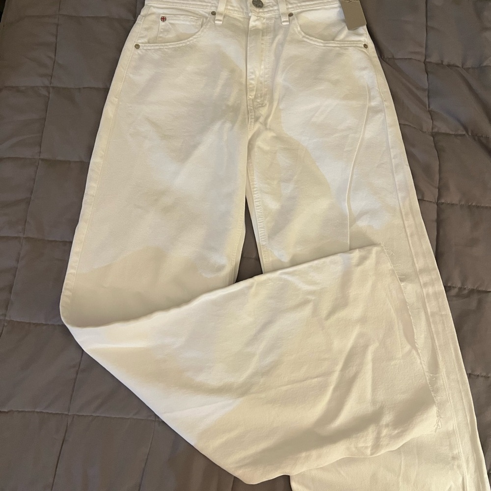 Hudson Jeans Women's White High-Rise Wide-Leg Jeans